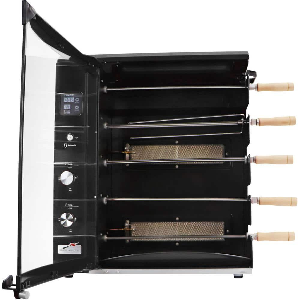 BRAZILIAN FLAME Portable Propane Gas Rotisserie Grill in Black