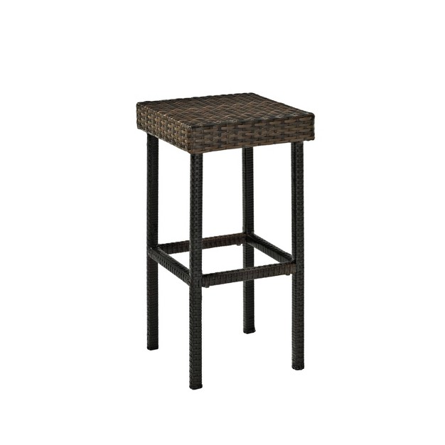 Palm Harbor 2pk Outdoor Wicker Bar Height Stools Brown Crosley