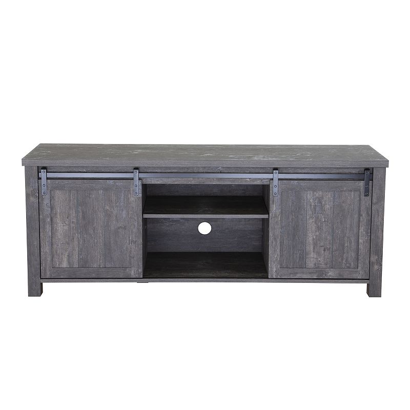 FC Design 58W Farmhouse Sliding Barn Door TV Stand for TVs up to 65 Inches