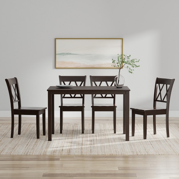 Wood Dining Table Double X back Dining Chairs Dining Set 3 piece Or 5 piece Set