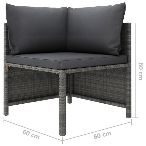 10 Piece Patio Lounge Set with Cushions Poly Rattan Gray