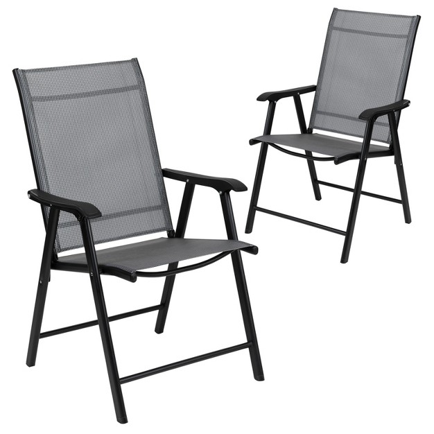 Flash Furniture Black Outdoor Folding Patio Sling Chair 2 Pack