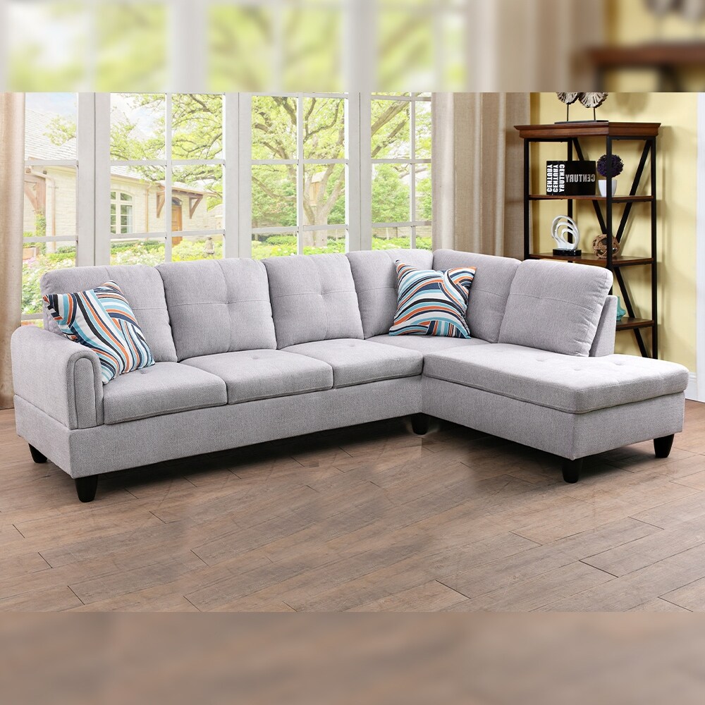 Star Home Living Flannelette light grey 2 pieces sofa set left facing