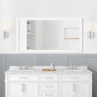 Home Decorators Collection Caville 60 in. W x 32 in. H Rectangular Framed Wall Mount Bathroom Vanity Mirror in White Caville BMR-W