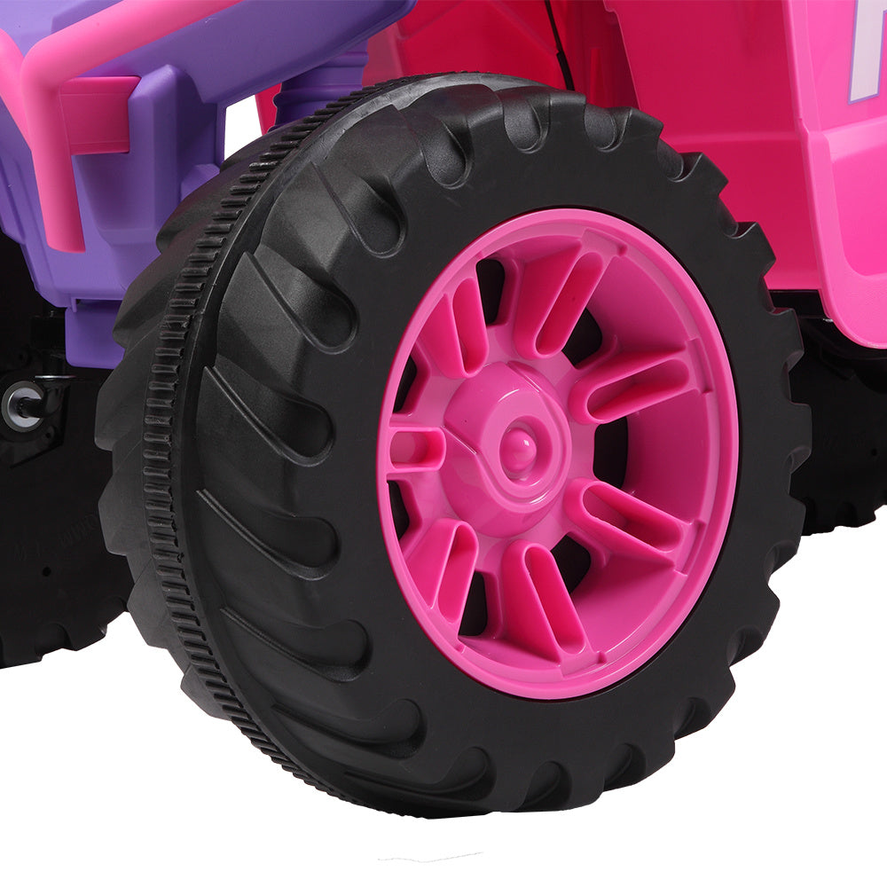 12V Battery-Powered Ride-On for Kids Electric 4-Wheeler Quad ATV Ride On Toy w/ Music Horn LED Lights 2 Speeds for Boys Girls Ages 3-7, Pink