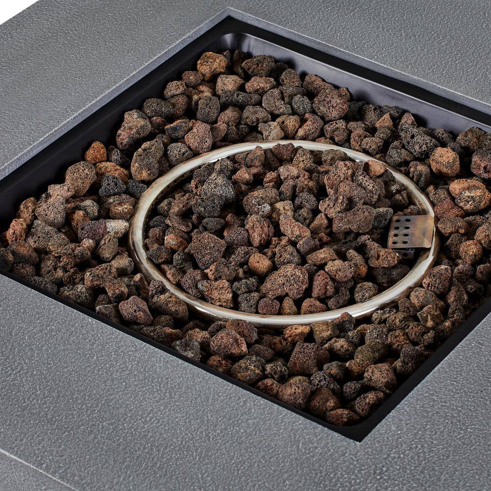 Home Decorators Collection 34 in. x 24 in. Envirostone Propane Gas Brown Fire Pit with Lava Rocks 52469