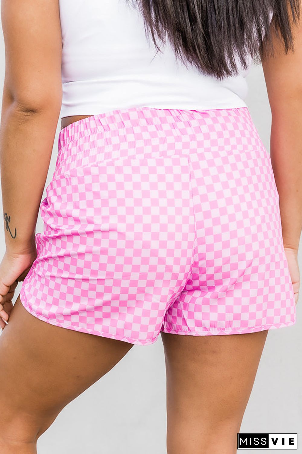 Print High Waisted Athletic Shorts