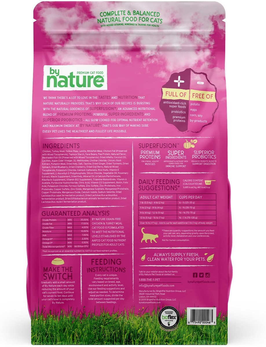 By Nature Pet Foods Chicken and Turkey Meal Recipe Grain-Free Dry Cat Food