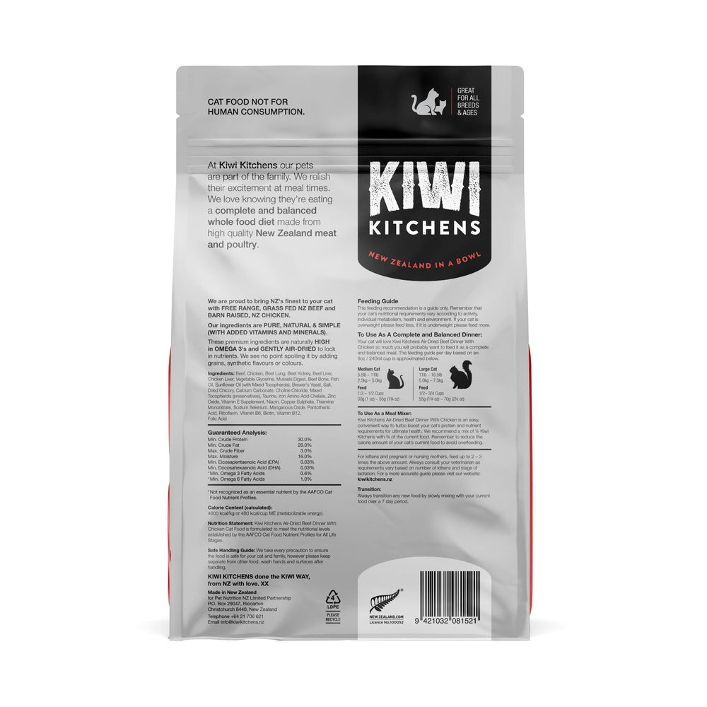 Kiwi Kitchens Air Dried Beef and Chicken Food for Cats