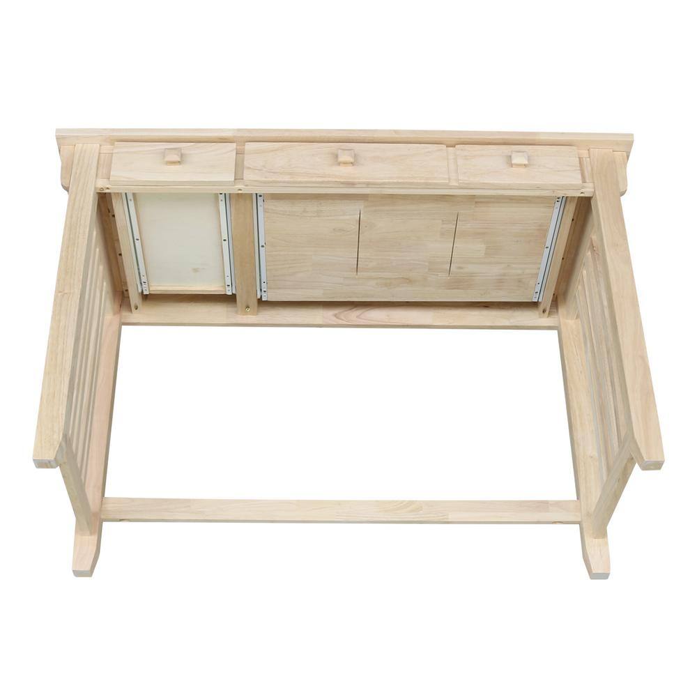 International Concepts 48 in. Solid Wood Rectangular Unfinished 2 Drawer Writing Desk OF-45D