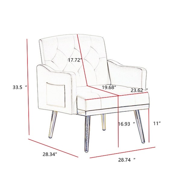 Accent Chair Tufted Armchair， Velvet Fabric Upholstery Accent Chairs with Metal Legs