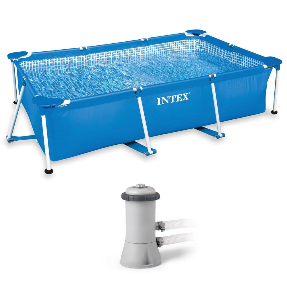 INTEX 86 in. x 59 in. x 23 in. Above Ground Swimming Pool & 530 GPH Pool Cartridge Pump, Rectangle 28270EH + 28603EG