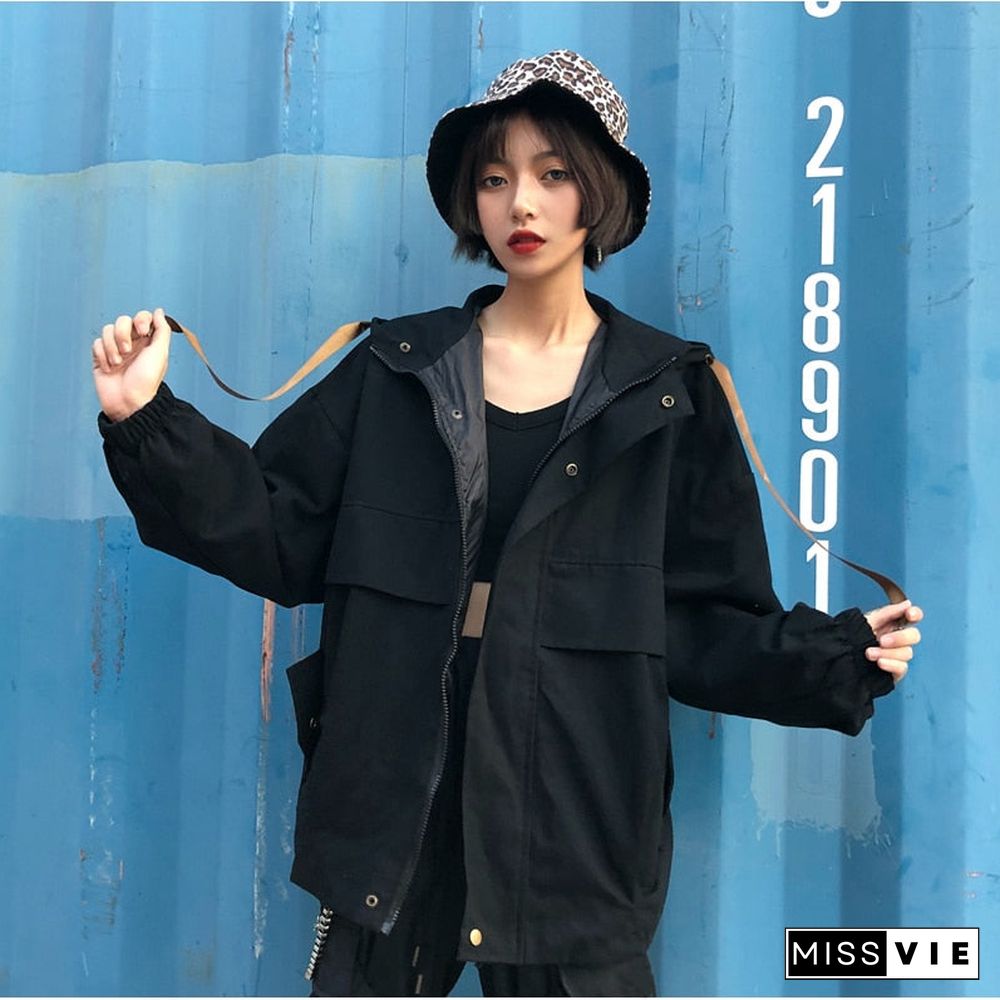 Oversize Patchwork Jacket Women Spring Autumn New Arrival Outwear Coat Hip Hop Streetwear Loose BF Style Jackets