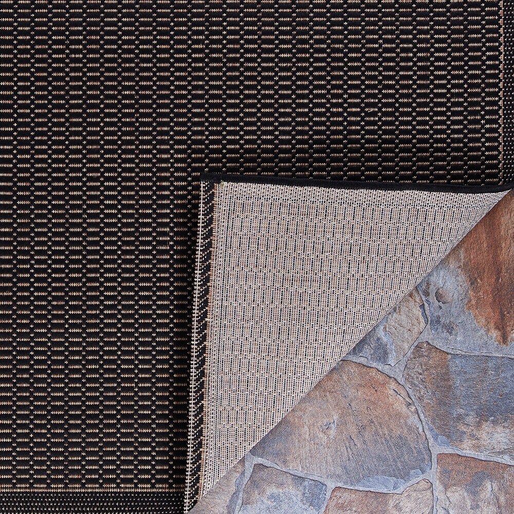 Dream Decor Rugs Pergola Basketweave Black Brown Outdoor Area Rug