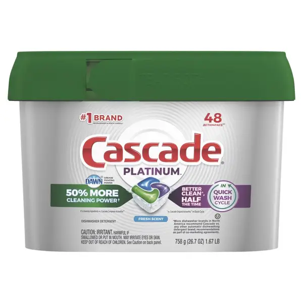 Cascade 48-Count Fresh Scent Platinum ActionPacs Dishwasher Detergent