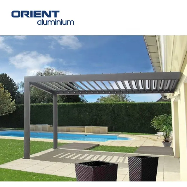 Good Quality Customized Outdoor Waterproof Fixed Greenhouse Sunshade Motorized Pergola 5x4