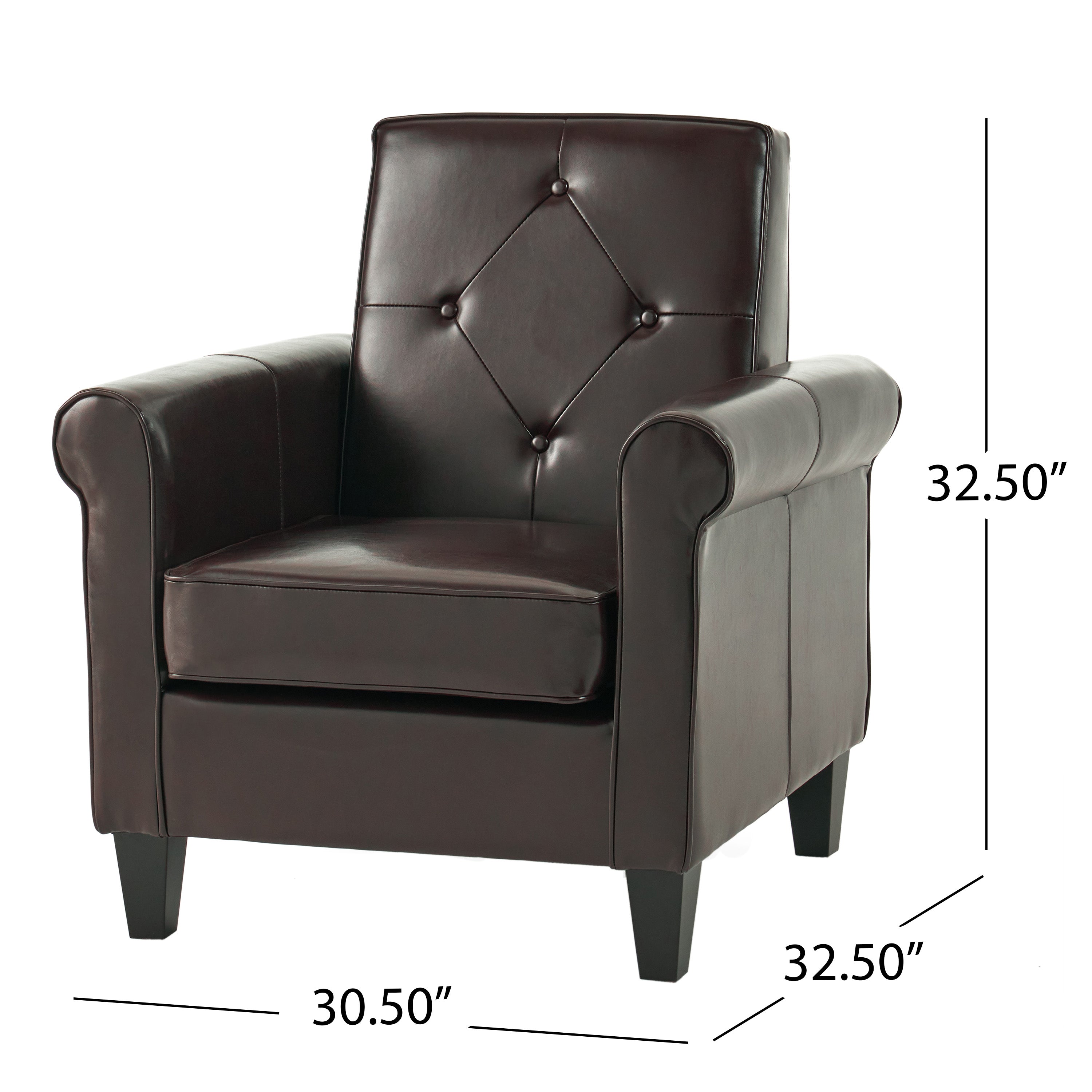 Barzini Brown Leather Club Chair