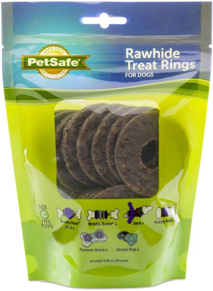 PetSafe Busy Buddy Natural Rawhide Rings Dog Treats， size C