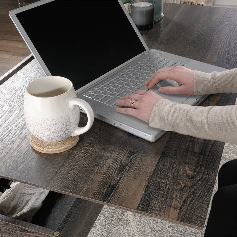 Sauder Canal Street Engineered Wood Lift Top Coffee Table in Carbon Oak   Industrial   Coffee Tables   by Homesquare  Houzz