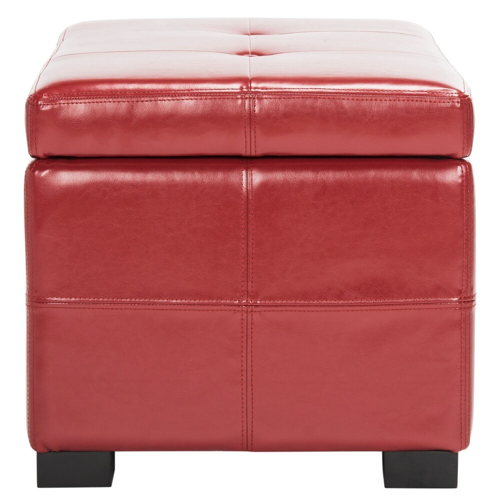 Safavieh Maiden Tufted Red Bicast Leather Storage Bench   30.1\