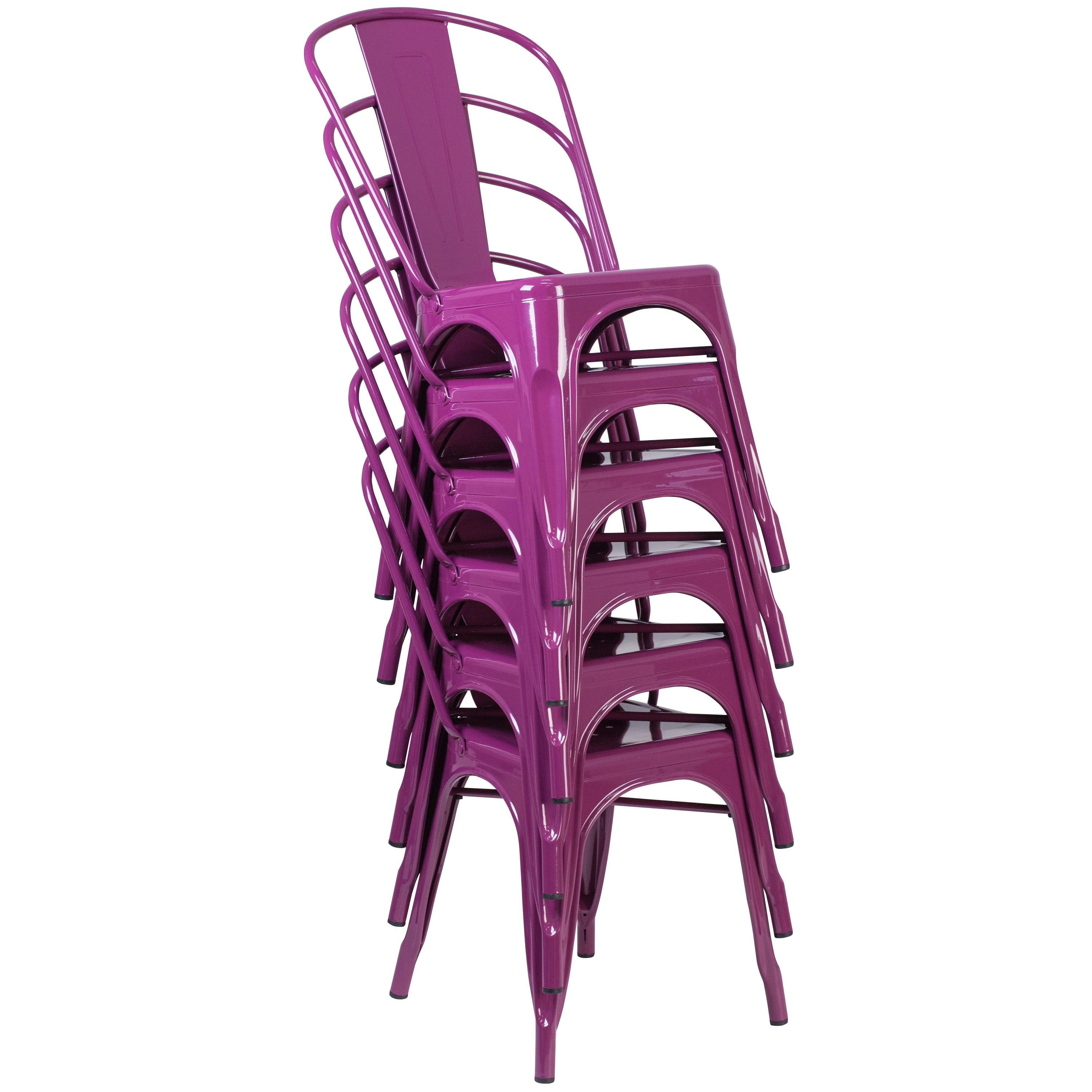 Flash Furniture Commercial Grade Purple Metal Indoor-Outdoor Stackable Chair