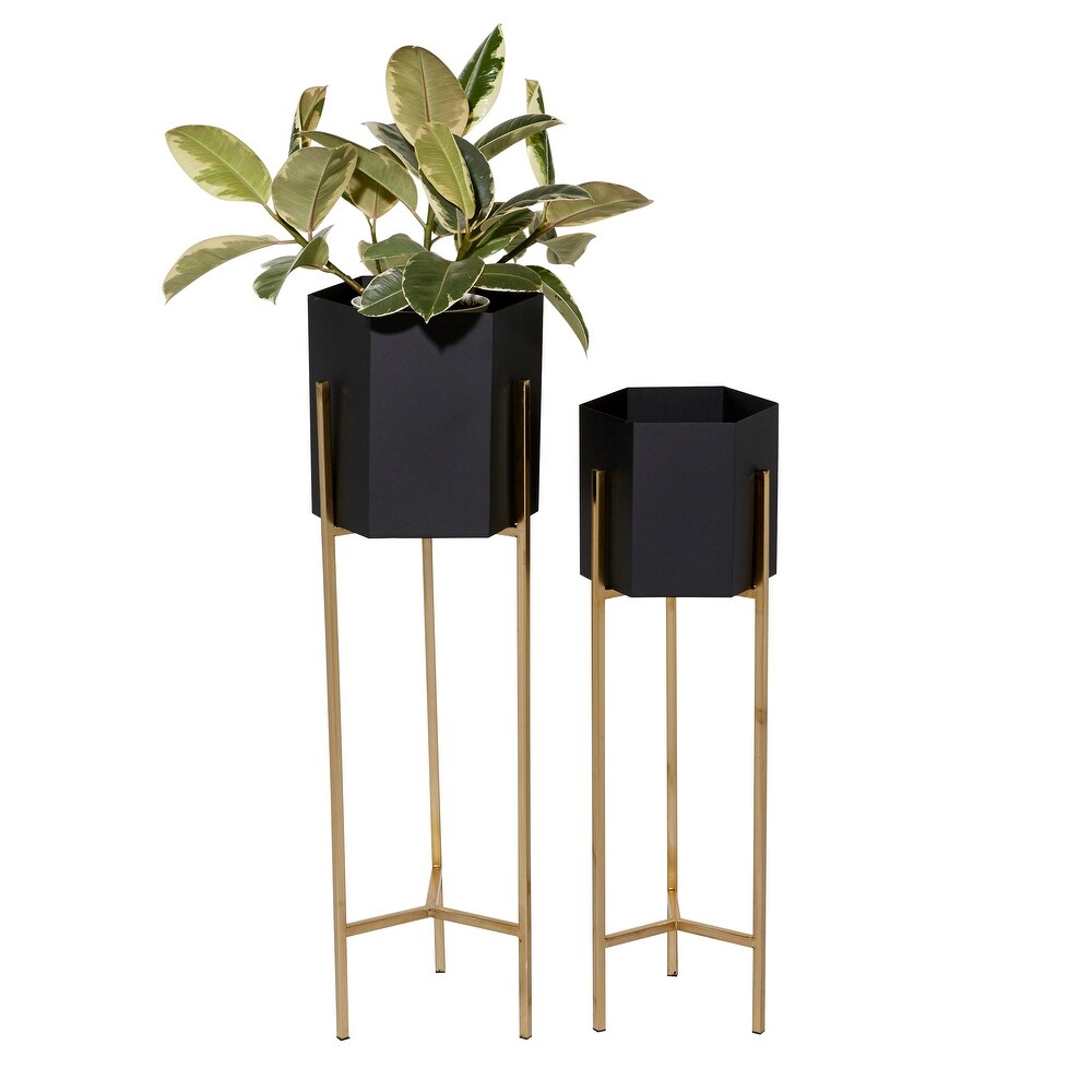 Black Iron Contemporary Planter (Set of 2)   S/2 25\