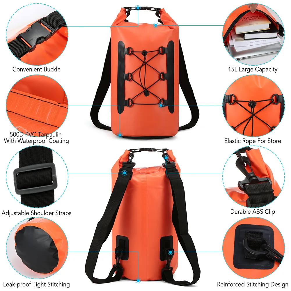 Outdoor Foldable Waterproof Dry Bag Pvc TPU Custom Logo Floating Camping Hiking Travel Swim Waterproof Backpack Bag