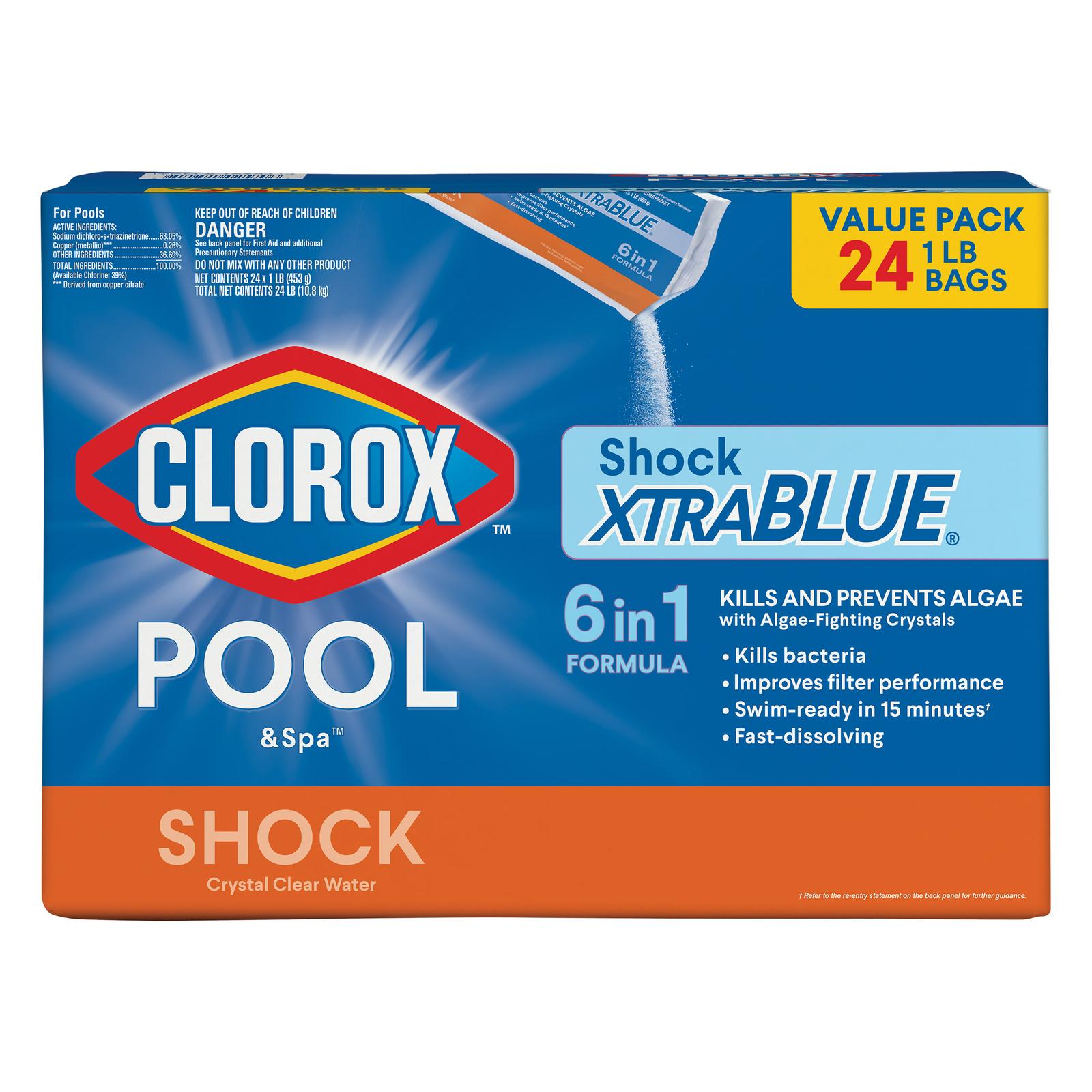 Pool Spa Hot Tub XtraBlue Shock Algaecide Treatment 1lb Bag Case 24 Pack