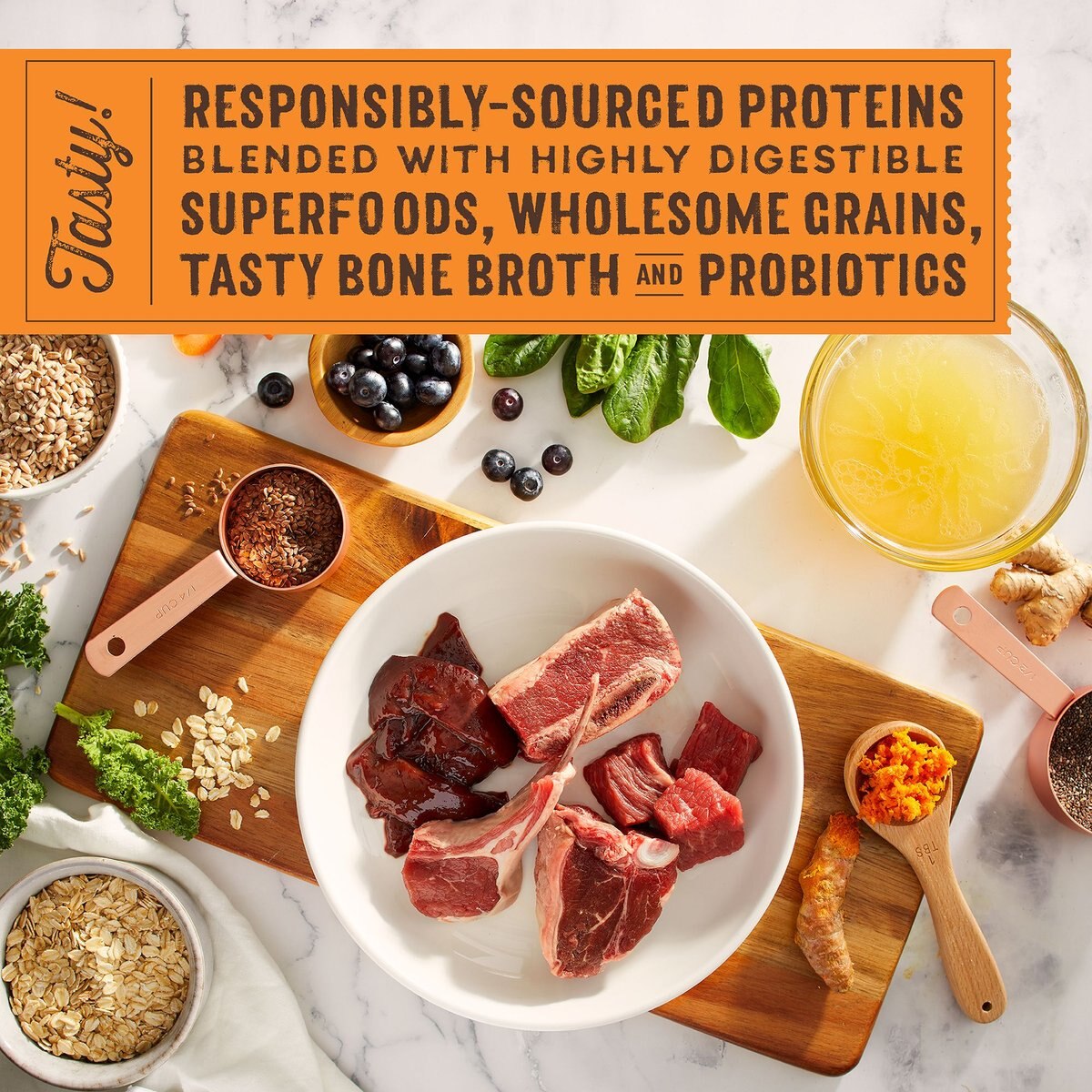 Stella and Chewy's SuperBlends Raw Blend Wholesome Grains Grass-Fed Beef， Beef Liver and Lamb Recipe with Superfoods Dry Dog Food