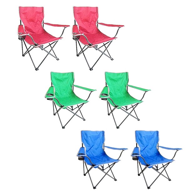 Four Seasons Courtyard Oc500s v Self Enclosing Lightweight Quad Chair With Cupholder For Camping Sporting Events And Tailgating Blue 6 Pack