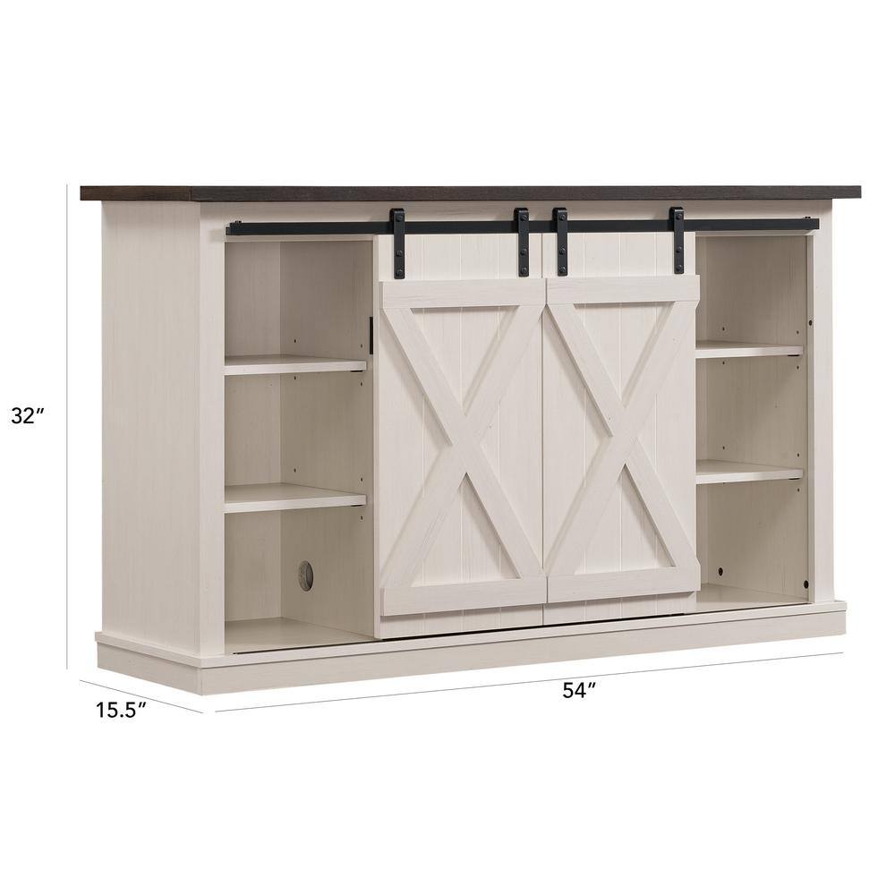 Bell'O Cottonwood 54 in. Sargent Oak and Cream Wood TV Stand Fits TVs Up to 60 in. with Storage Doors TC54-6127-TPG03