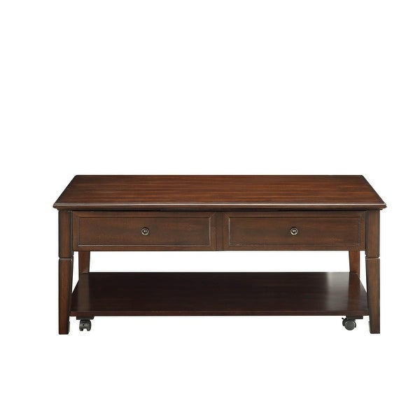 Transitional Wood Lift Top Coffee Table with 2 Storage Compartments， Center Table with Open Storage Bottom Shelf for Living Room