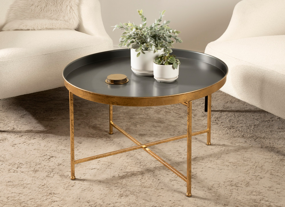 Celia Round Metal Coffee Table   Contemporary   Coffee Tables   by Uniek Inc.  Houzz