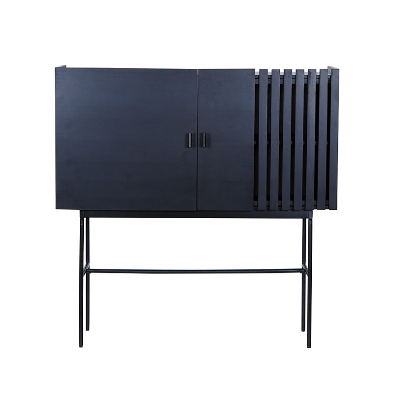 SHANTI Tall Sideboard 120cm Solid Acacia Wood - Black