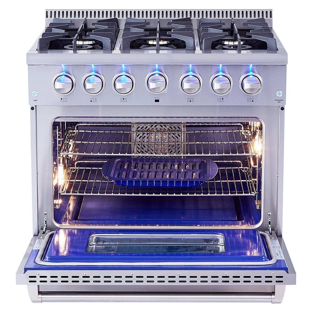 Thor Kitchen 36 in. 5.2 cu. ft. Oven Gas Range in Stainless Steel HRG3618U