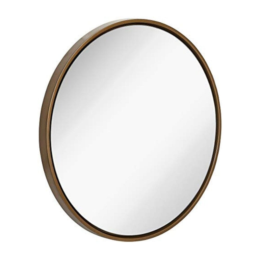 Large Modern Wood Circle Frame Wall Mirror 32