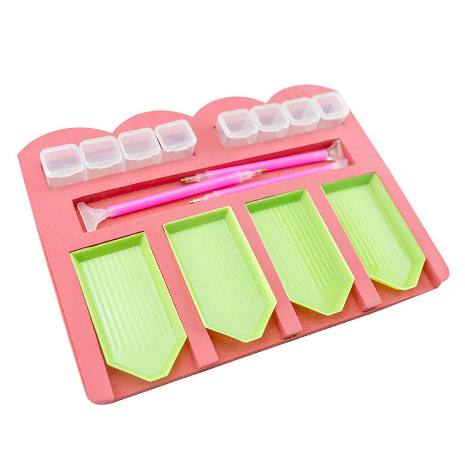 Tray Holder，3 Pcs Drill Pens，4 Pcs Green Trays，8 Pcs Diamond Storage Boxes，