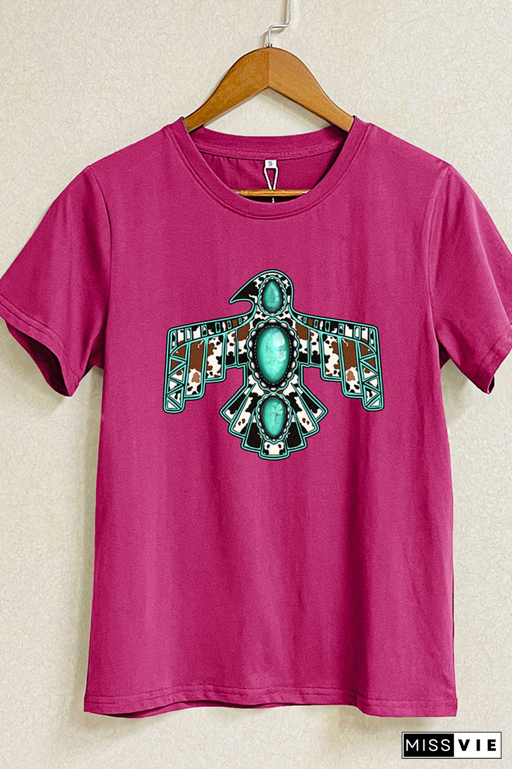 Cowhide Turquoise Thunderbird Graphic T-Shirt Wholesale