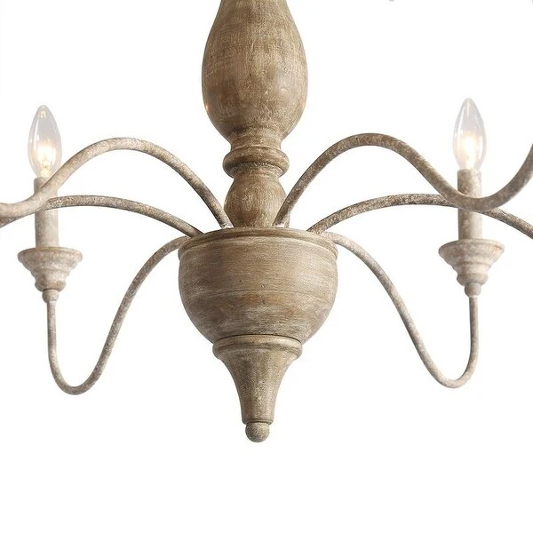 Farmhouse 6-light Nature Distressed Wood French Country Chandelier - D29.5