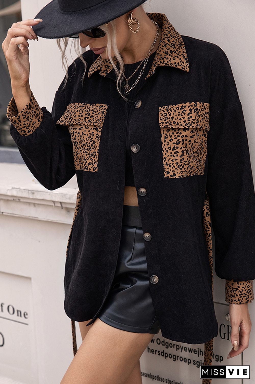 Leopard Patchwork Open Button Jackets