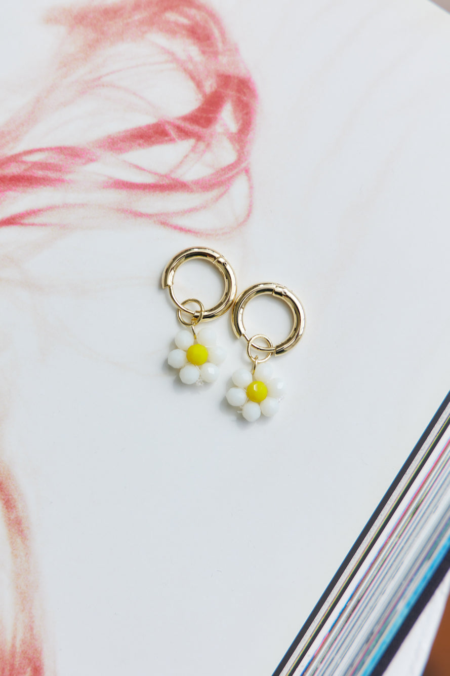 14K Gold Plated Cute As A Daisy Earrings White