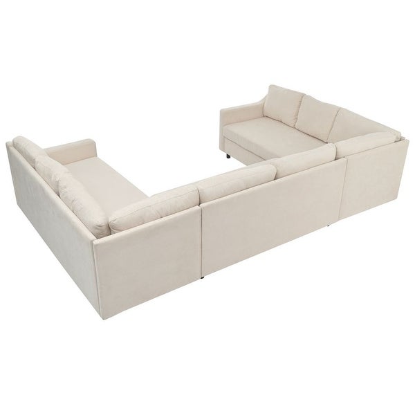 3 Pieces Upholstered U-Shaped Large Sectional Sofa