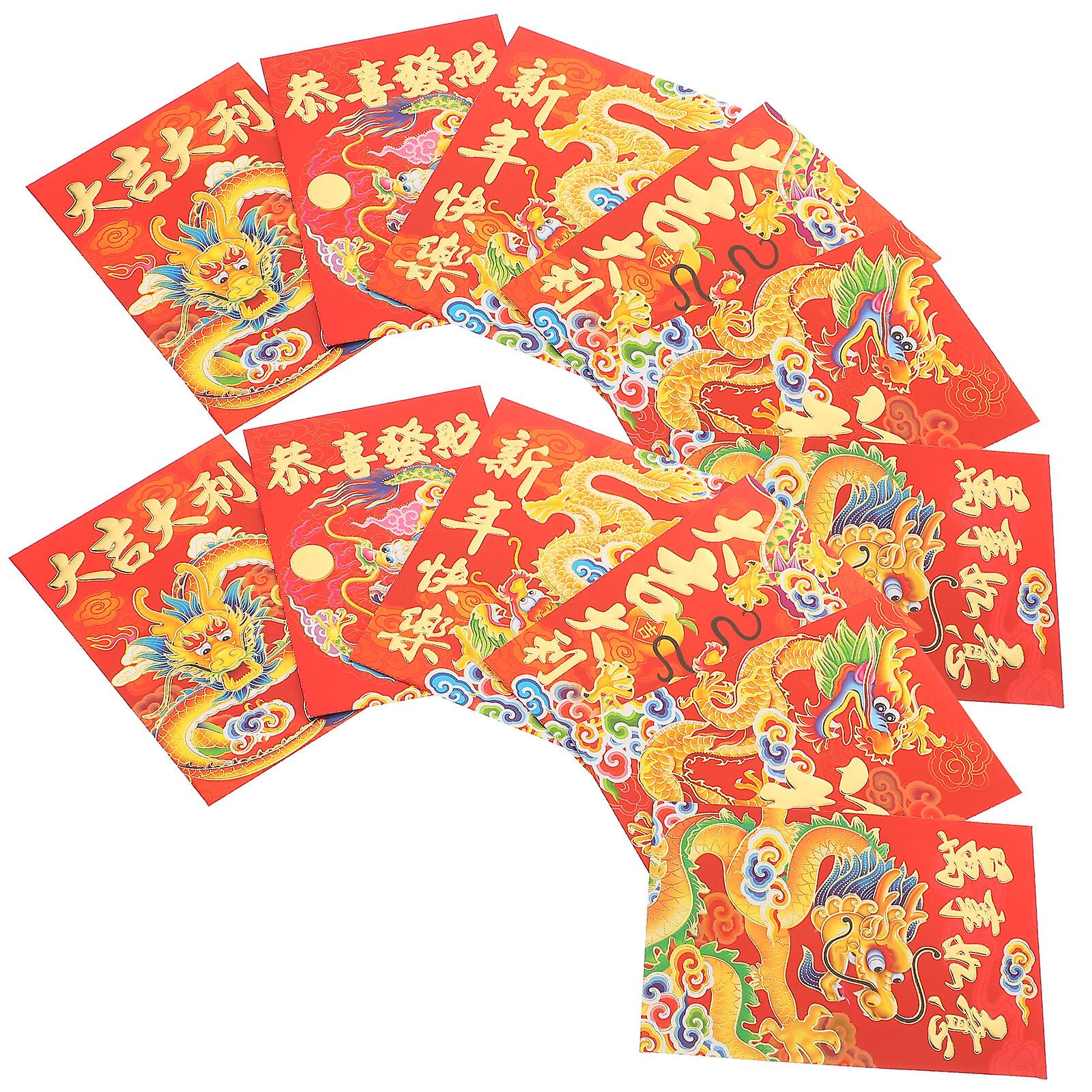 30pcs Chinese Lunar Year Red Envelopes Traditional Red Envelopes Lucky Money Holder Bags (mixed Style)