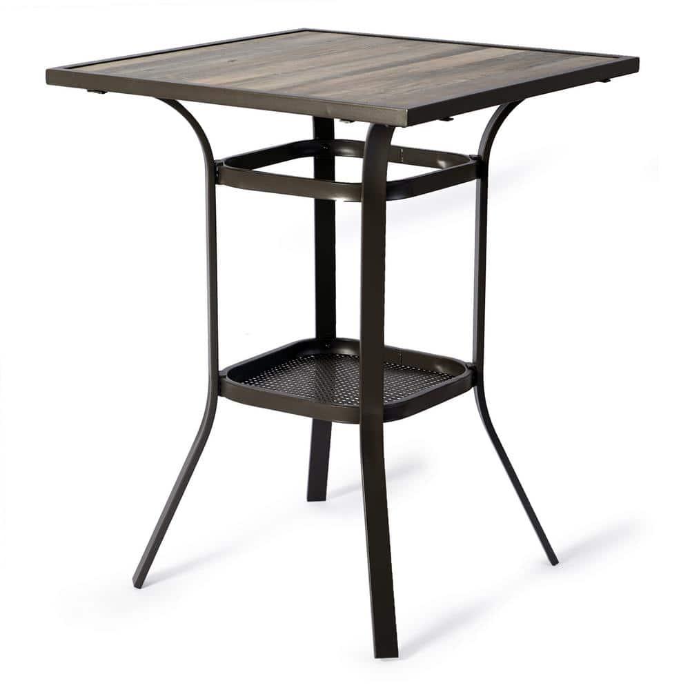 KOZYARD Isabella 36 in H Dark Brown Square Metal Frame Outdoor Bistro Table