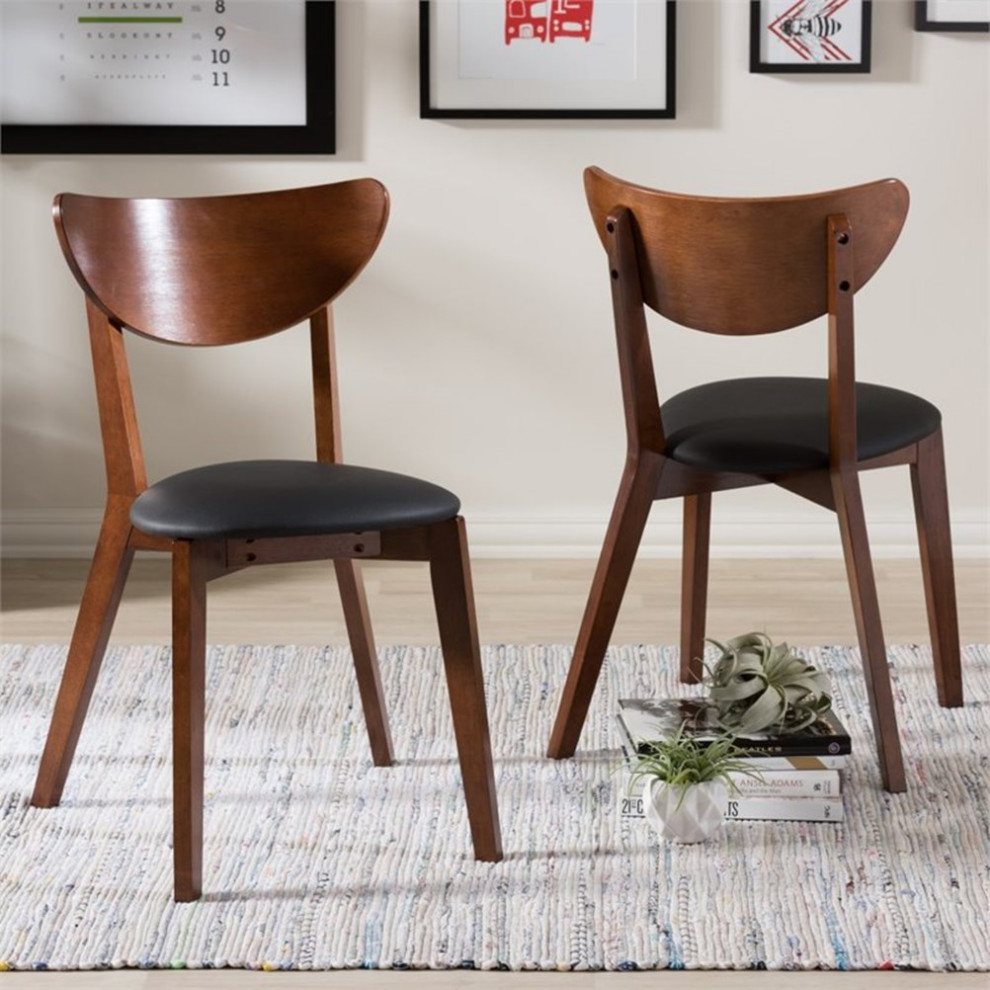 Baxton Studio Sumner 5 Piece Dining Set in Walnut and Black   Midcentury   Dining Chairs   by Homesquare  Houzz