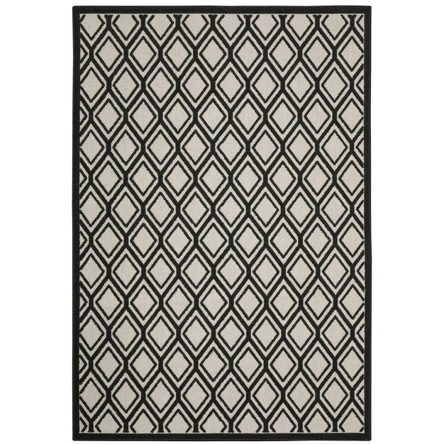 Trinity Textured Diamond Lattice Patio Area Rug Beige black Captiv8e Designs