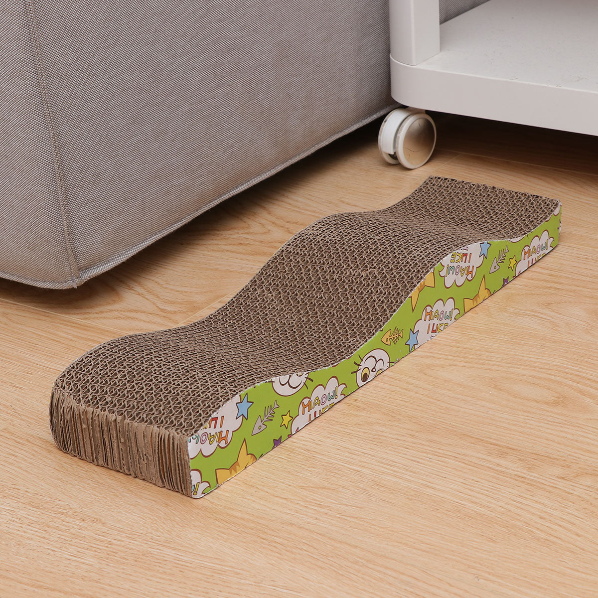 Corrugated Paper Cat Scratcher For Kitten Catnip Cat Scratching Pad Board Mat Scratcher (Wave)