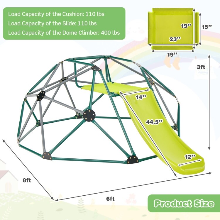 Kids Climbing Dome with Slide and Fabric Cushion for Garden Yard   96\