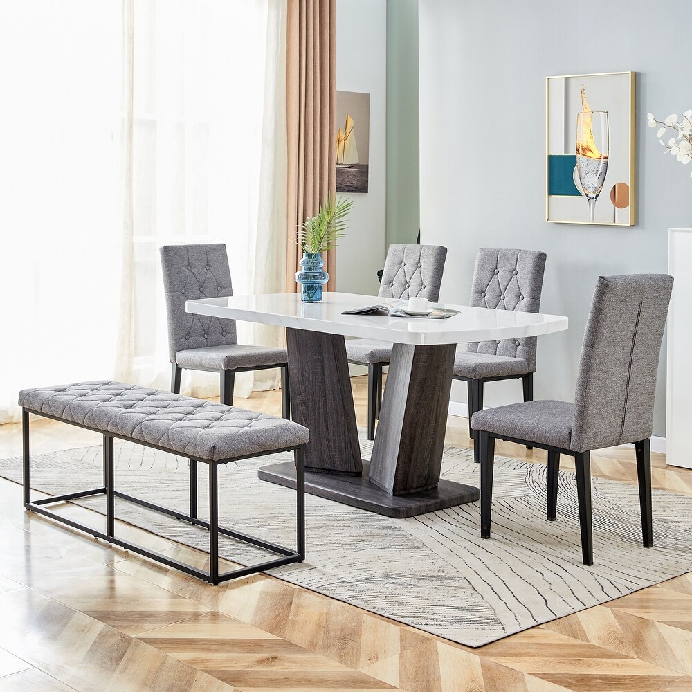 Modern 6 Piece Dining Sets with 63\