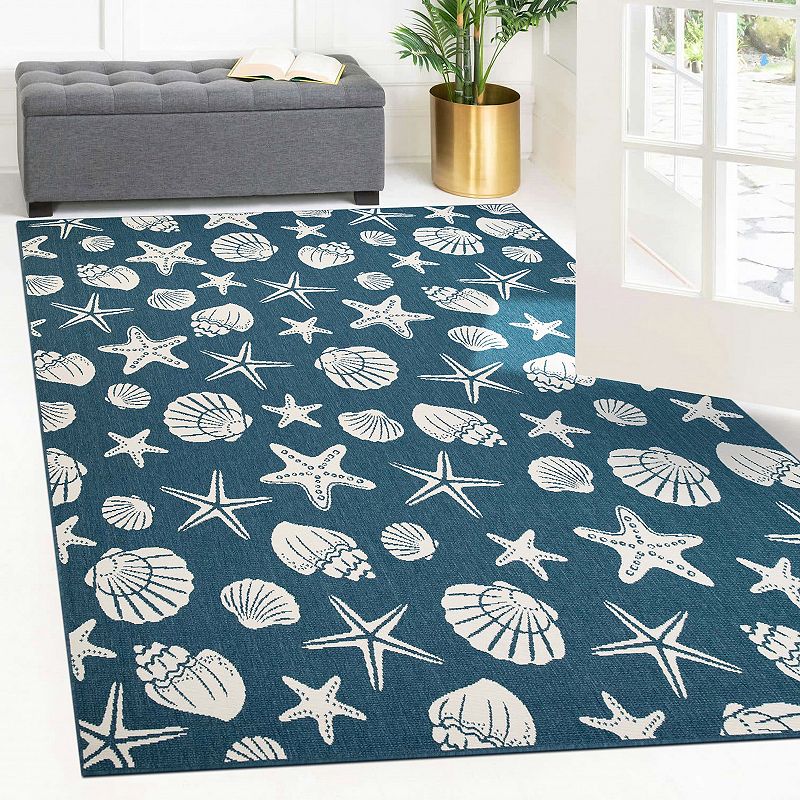 Superior Seashells and Starfish Indoor/Outdoor Area Rug